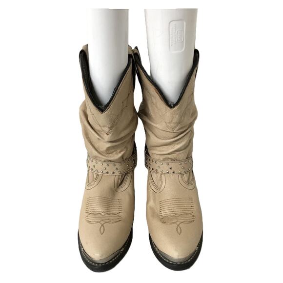 Shyanne Slouchy Leather Harness Studded Western Boots 9 - Picture 2 of 9